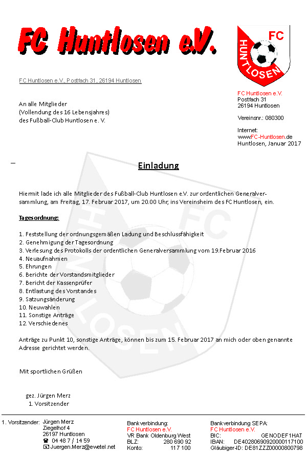 JHVS Einladung